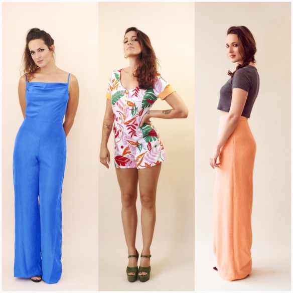 The three faces of Holly! A jumpsuit, a playsuit and trousers!