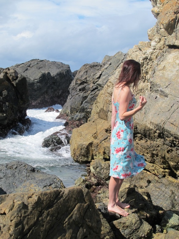 By Hand London Holly Jumpsuit - as a dress. Side view. Taken earlier in the day while checking out rockpools with the kids.