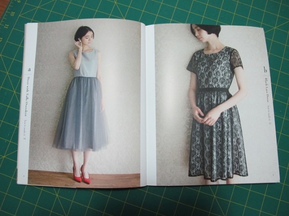 Designs a and b from Stylish Party Dresses, published by Tuttle Publishing.